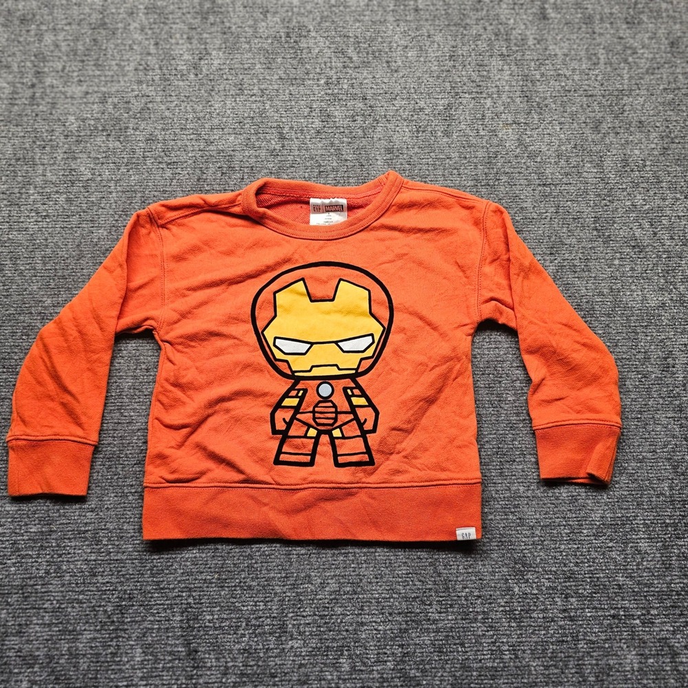 Gap Kids Marvel Iron Man Sweatshirt Orange Graphic Pullover Size 4T